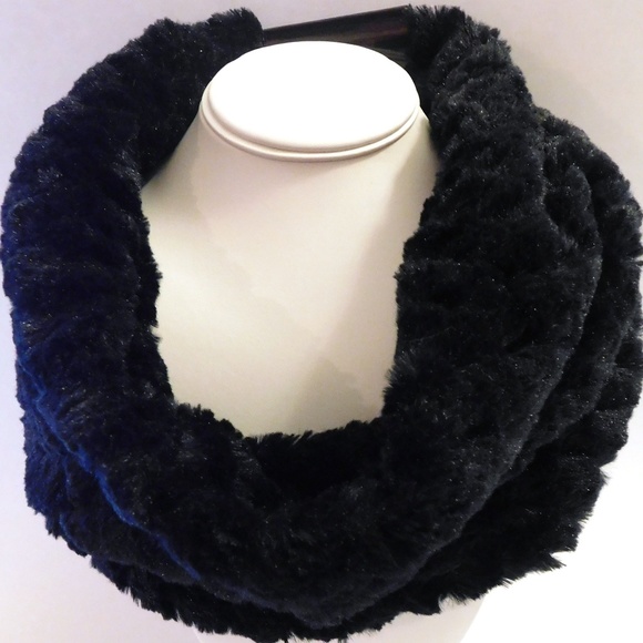 Cejon Accessories - NWT Black Faux Fur Cowl Scarf